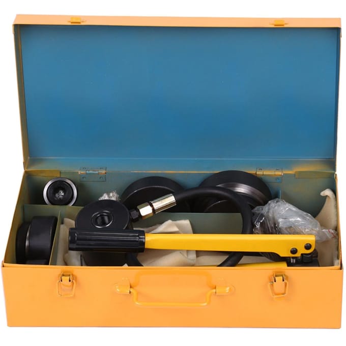 Set Hydraulische Staalplaat Gatentang Kit Handpomp met 10 Matrijzen Gereedschap 16mm tot 101mm