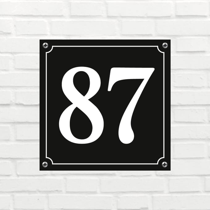Huisnummerbord Mat zwart Deluxe - Nummer 87 - incl. bevestiging