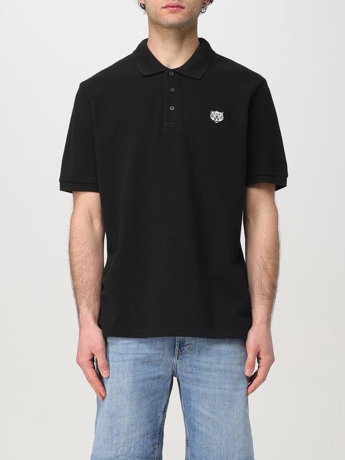 Tiger Head Polo Shirt Short Sleeve - Black