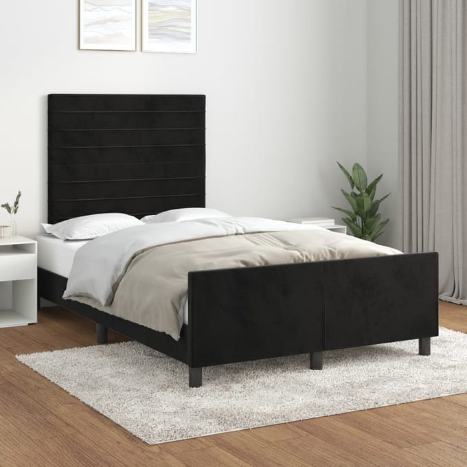 vidaXL - Bedframe - zonder - matras - 120x200 - cm - fluweel - zwart