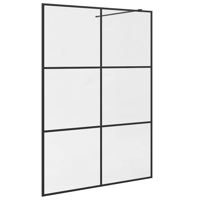vidaXL - Inloopdouchewand - 140x195 - cm - ESG-glas - transparant - en - zwart