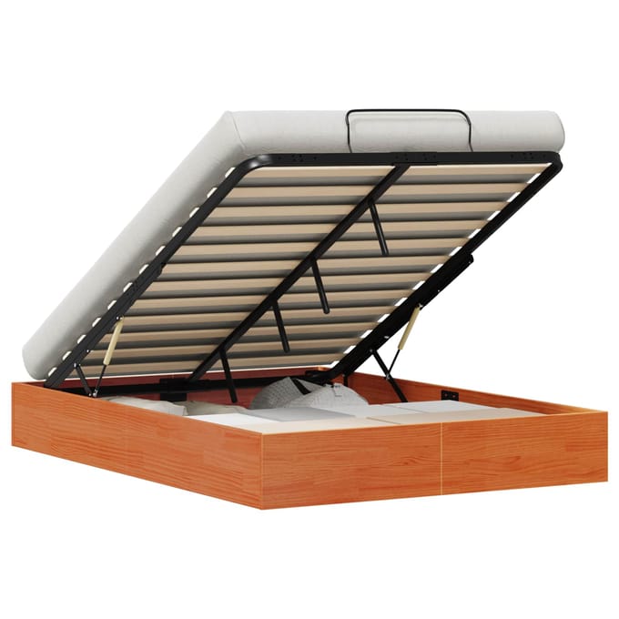 vidaXL - Ottoman - bedframe - met - opbergruimte - Waskleur - Bruin - 135 - x - 190 - cm