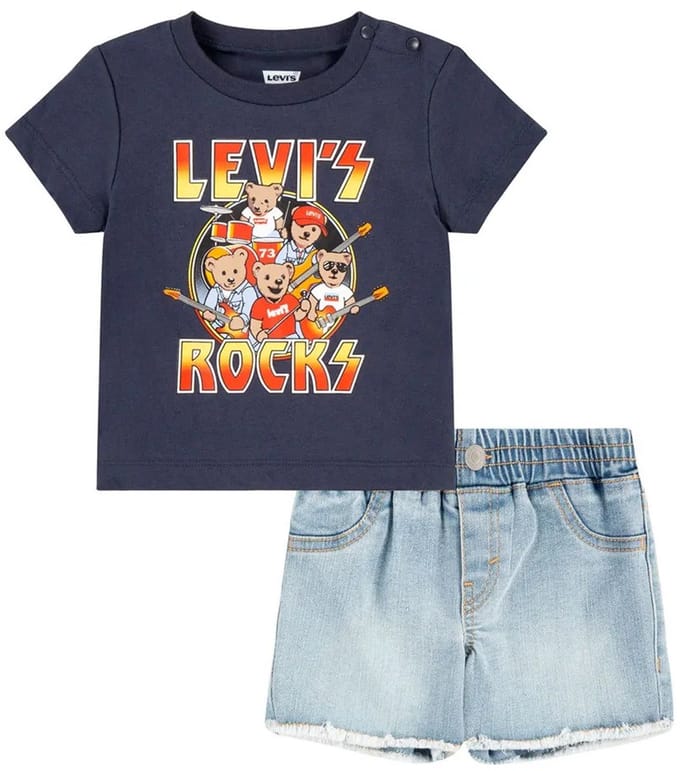 Levi´s ® Kids Rock And Roll Denim Set Blauw 3 Years Jongens