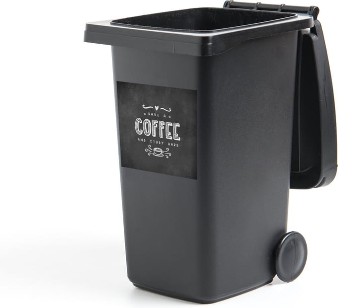Container sticker Koffie - Studeren - Motivatie - Spreuken - Student - 40x40 cm - Kliko sticker
