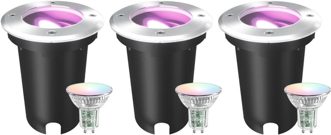 Ledvion LED Grondspot 3 stuks Vierkant GU10 3W 230V 6500K Koel wit IP67