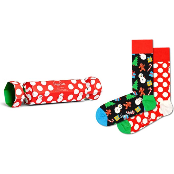 Happy Socks Dames / Heren Sokken Big Dot Snowman Giftbox Kerstsokken 2-Pack - Maat 36-40