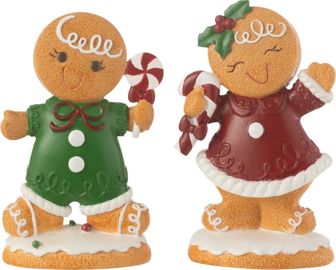 J-Line decoratie peperkoek Jongen + Meisje Snoep - polyresin - mix - small - 2 st.
