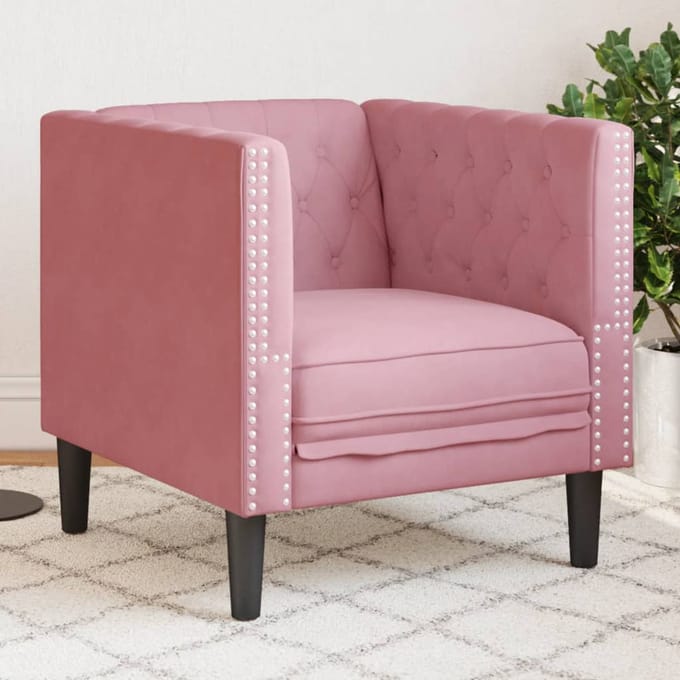 vidaXL - Fauteuil - Chesterfield-stijl - fluweel - roze