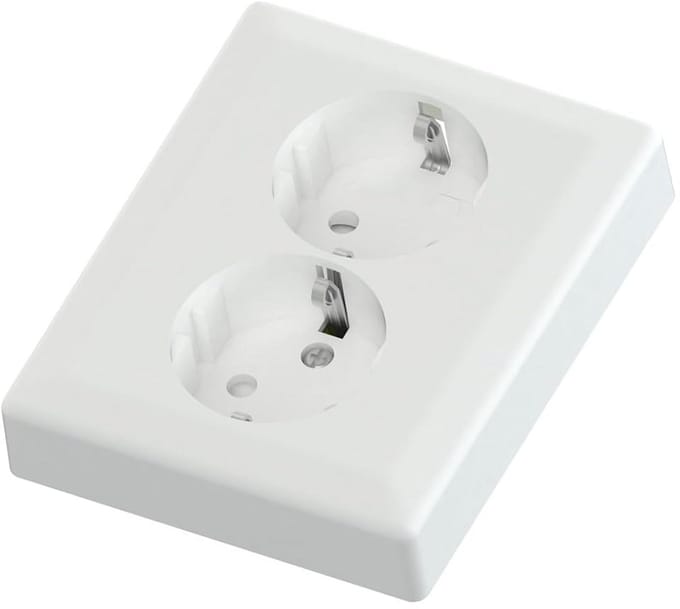 2-voudig Schuko wandcontactdoos 250V 16A wit 103x84mm