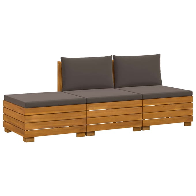 vidaXL - Buiten - bank - set - 3 - st - 3-zits - Massief - Acacia - Hout - Bruin