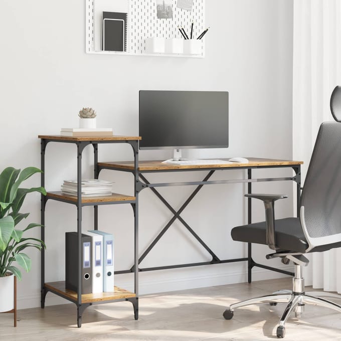 vidaXL Bureau Oud Hout Bewerkt hout 135 x 50 x 90 cm