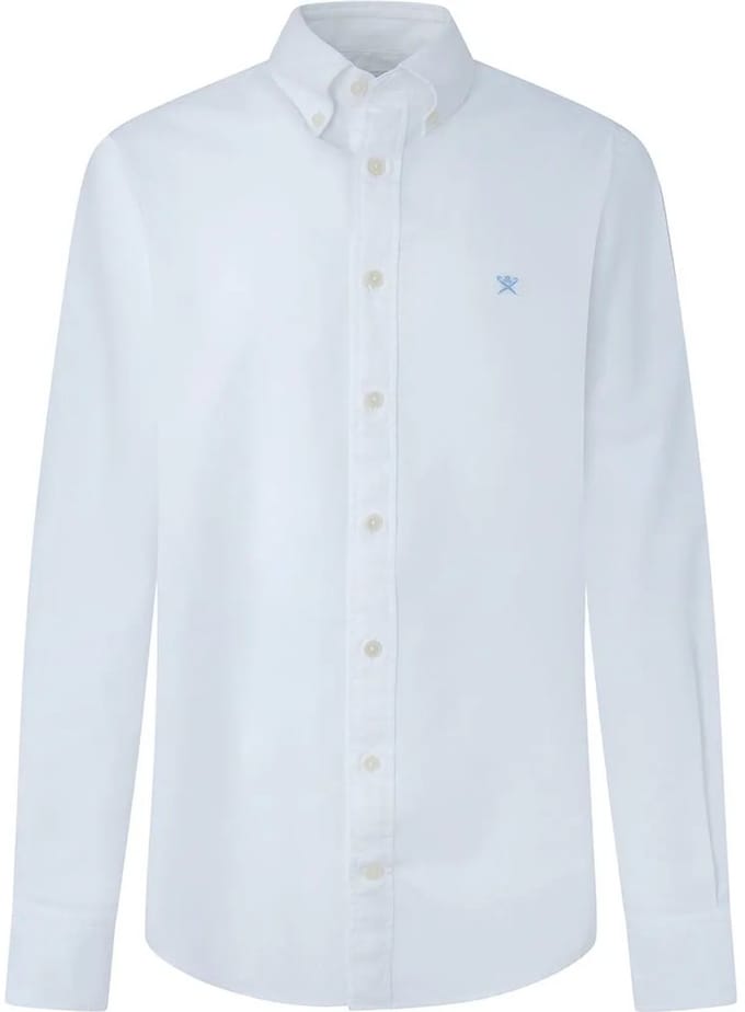 Hackett Garment Dyed Oxford Overhemd Met Lange Mouwen Wit S Man