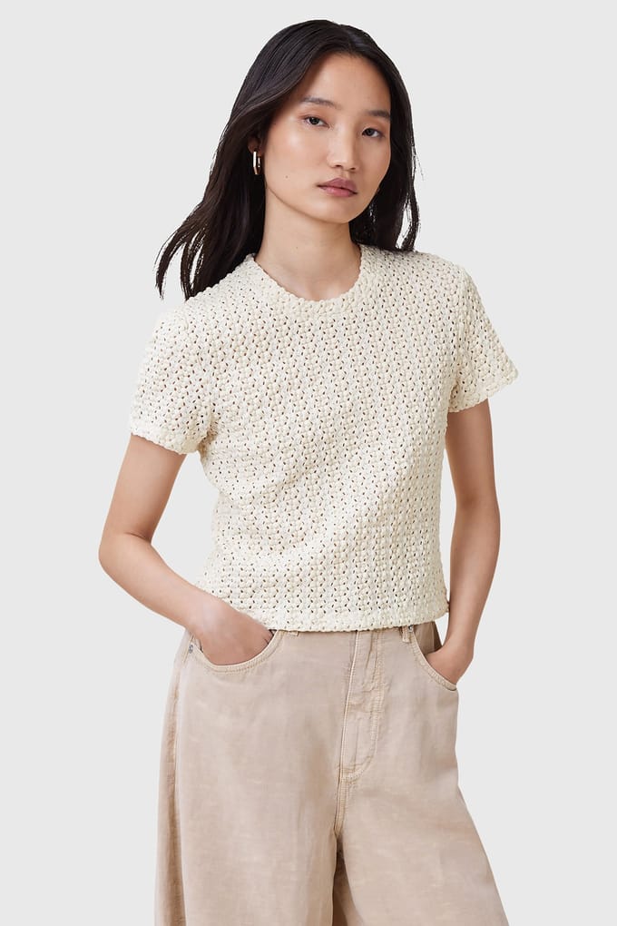 AllSaints Karma Stevie Tee Chalk White Taglia: 12 | Magliette intime Outlet | Donna | Bianco