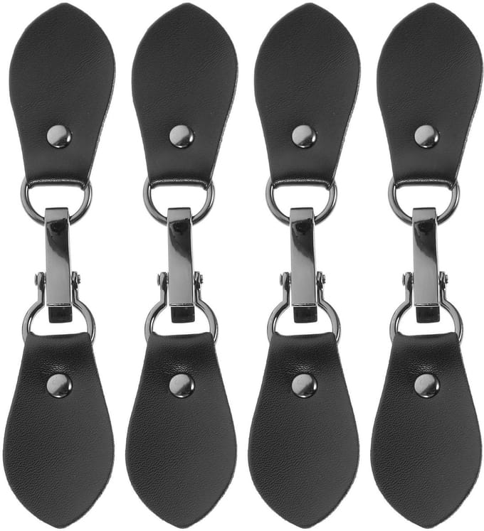 Lederen Tab Sluiting Clip - 4 stuks - Zwart - Voor Poncho Cape Vest Wrap Sjaal - Accessoires