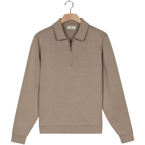 Thomas Maine Trui Polo Half Zip Collar Sweatshirt Greige / male