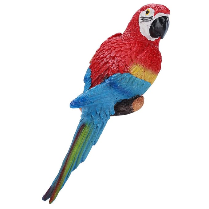 Hars Levensgetrouwe Vogel Ornament Beeldje Papegaai Model Speelgoed Tuin Beeld Muur Decoratie (Rood Links) red
