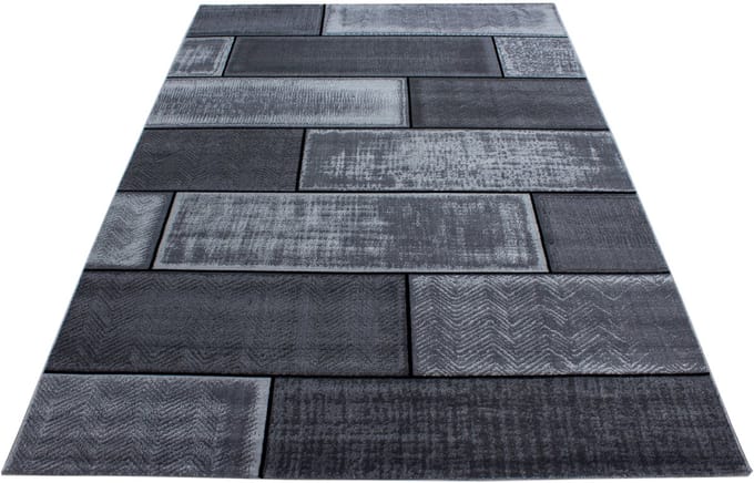 Modern laagpolig vloerkleed Plus - zwart 8007 - 160x230 cm