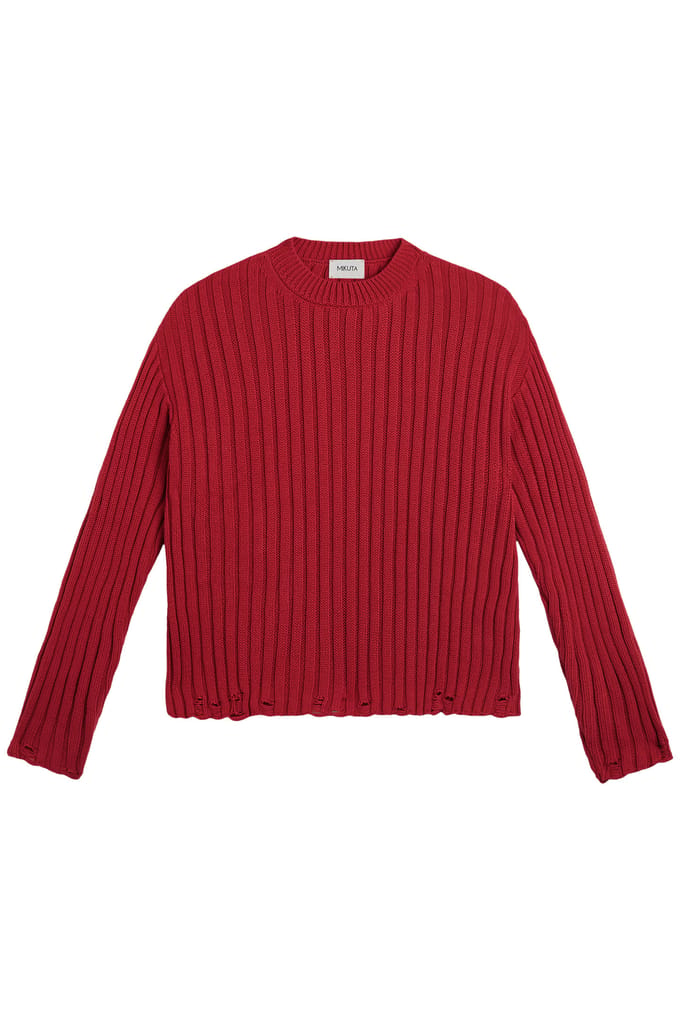 Mikuta The Red Destroyed Knitted Sweater Taglia: M | Maglioni a maglia Outlet | Donna | Rosso