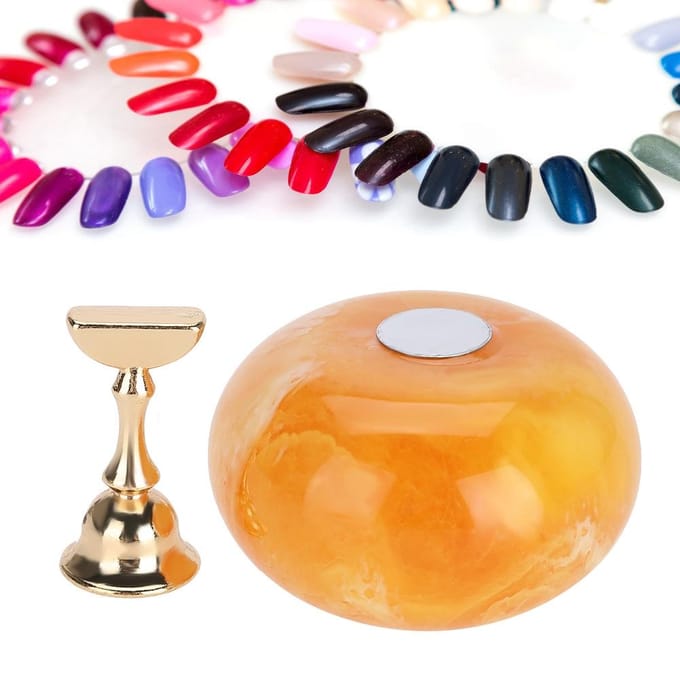 Manicure Display Oefenstandaard Plank Nagelkunst Tip Houders Magnetische Gouden Basis Chrysophoron beige