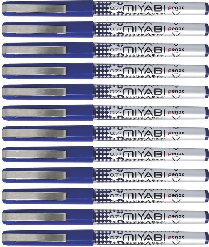 Penac Miyabi - Rollerbalpen - Blauw - 0.7mm - Metalen clip - 12 Stuks