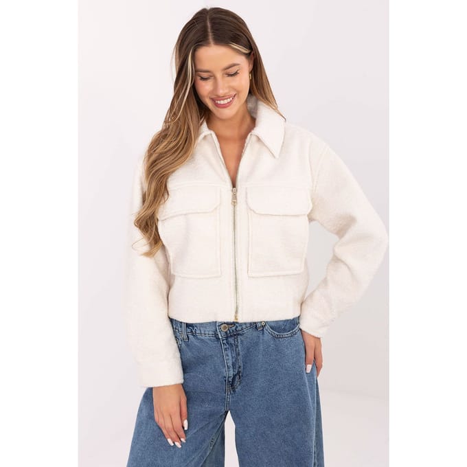 Faux Fur Short Jacket - Off-white / M