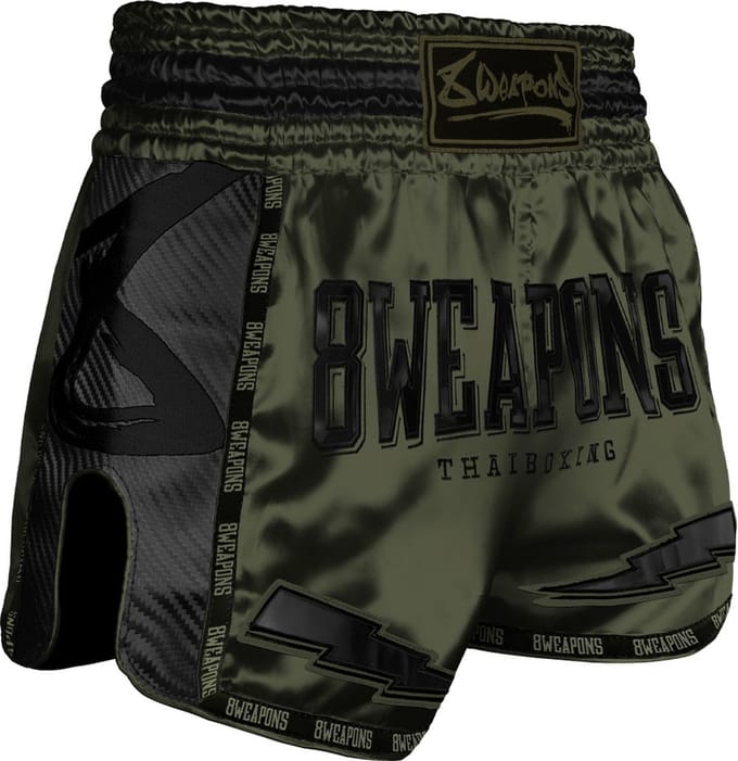 8 WEAPONS Muay Thai Short Carbon Underworld Olijfgroen - XXL