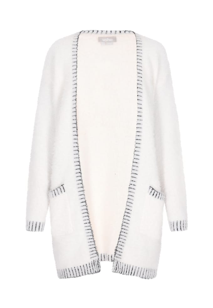 usha Vest Dames wol wit zwart