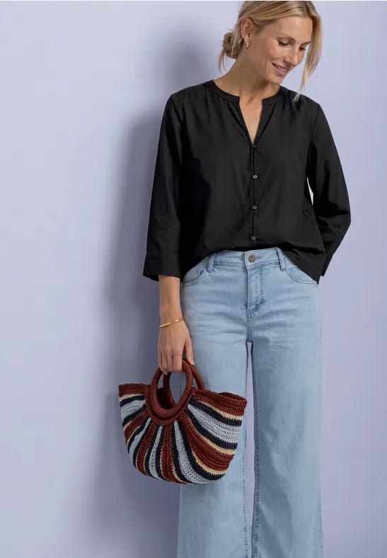 Blouse met 3/4-mouwen en split in de hals