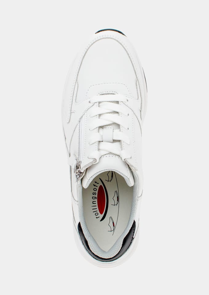 Leren sneakers met ritssluiting - wit / zwart - Gr. 42 van Goldner Fashion