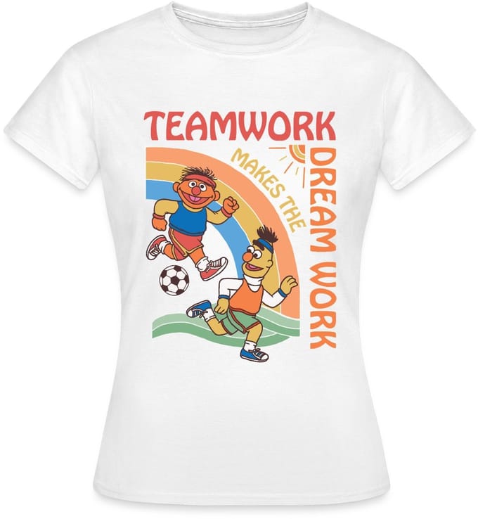 Sesamstraat Ernie En Bert Teamwork T-Shirt Dames