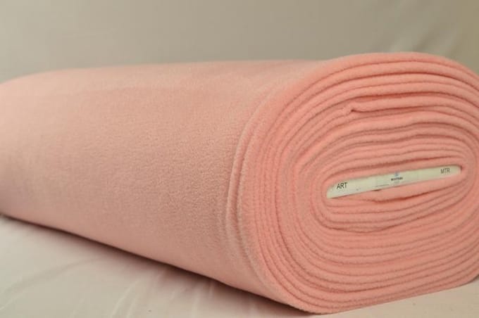 Fleece stof - Zalmroze - 10 meter