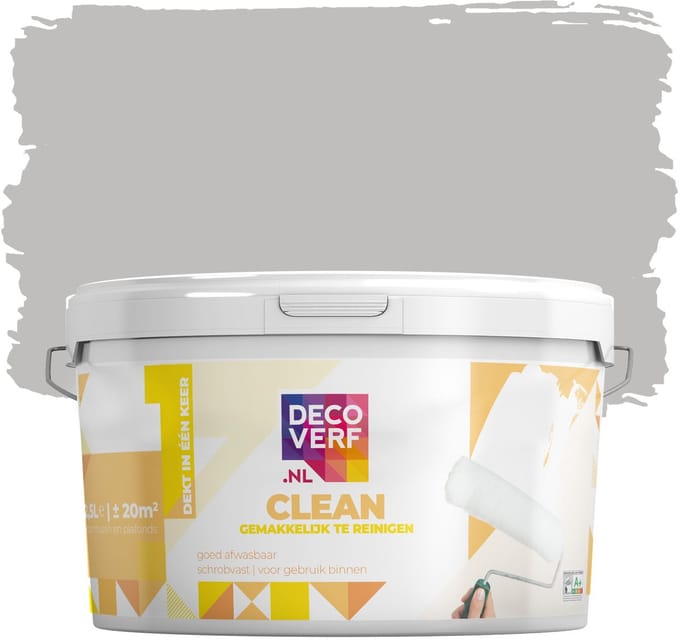 Decoverf clean muurverf parelgrijs, 2.5L