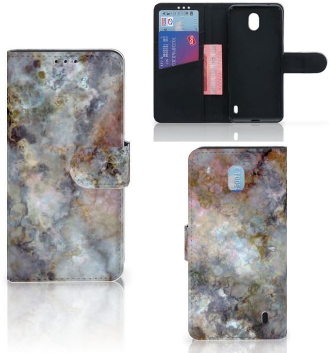 Nokia 1 Plus Bookcase Marmer Grijs