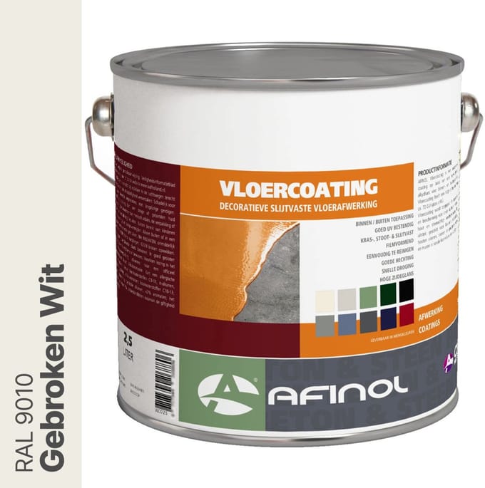 Afinol Vloercoating Gebroken Wit (RAL 9010) 2,5 liter