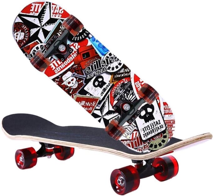 Compleet Skateboard - Trickboard - Beginners Stunts - Dubbele Kicktail - 80 cm - Zwart