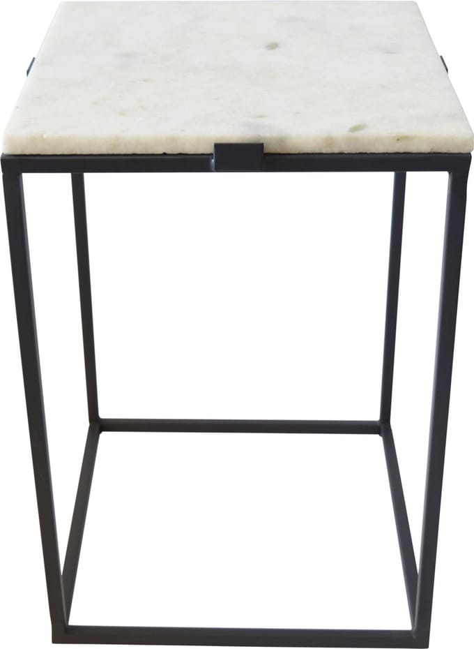 LOFT42 - Marble Bijzettafel - Vierkant - Marmer - Zwart metaal - 32x32x46