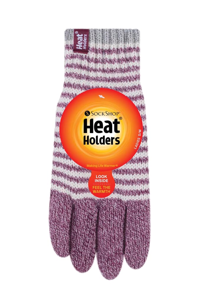 Heat Holders - Gestreepte dameshandschoenen voor de winter - Rose (Oslo)