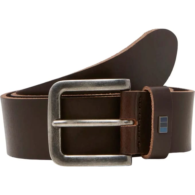 JACK & JONES Jacflag leather belt 4 cm, heren riem, zwart (black coffee)