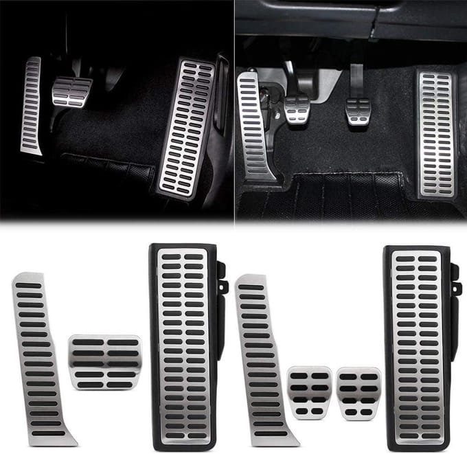 Pedaal Covers Set - Auto Pedalen - Veiliger Rijden - Antislip Ontwerp - 3 Stuks - Zilver