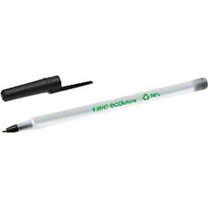 BIC Balpen ECOlutions Round Stic Medium (1.0 mm)  -74% gerecycled - Schrijfkleur Zwart (pak 60 stuks)