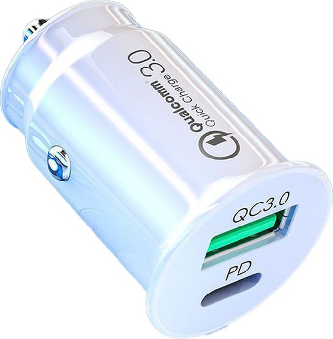 MMOBIEL Autolader Dual USB-C en USB-A - 36W 2-Poorts Telefoon Oplader Auto Mini Adapter - Wit