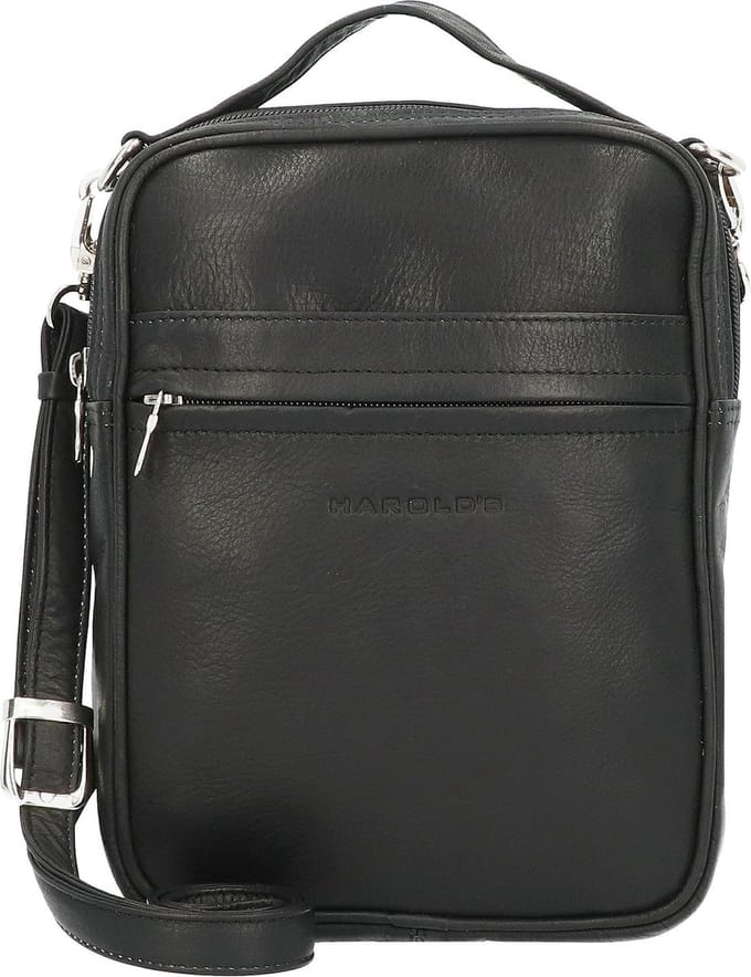 HAROLD'S Leren Schoudertas Country Messengerbag Black Zwart