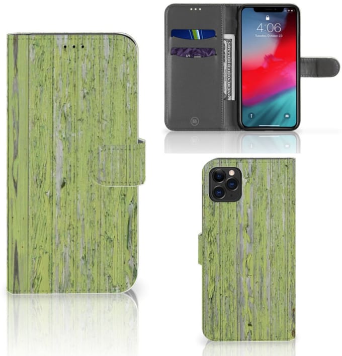 Apple iPhone 11 Pro Max Book Style Case Green Wood