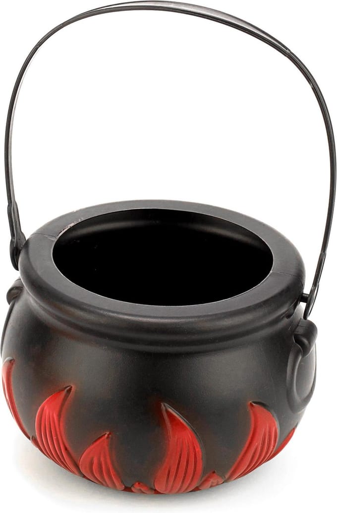 Vegaoo - Mini heksenketel met vlammen Halloween decoratie