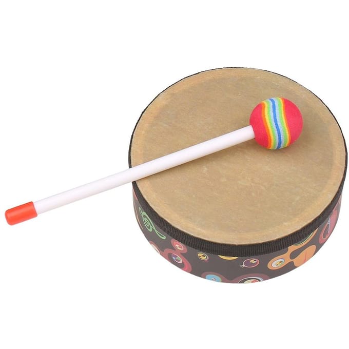 Handtrommel Orff Muziek Percussie Instrument Draagbaar Drum Instrument met Drumstok 6in beige