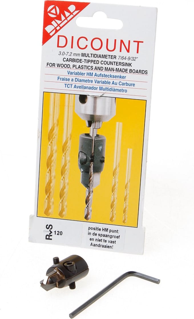 RvS Tools Multidiameter verzinkboor Hm 3mm-7,2mm - B120