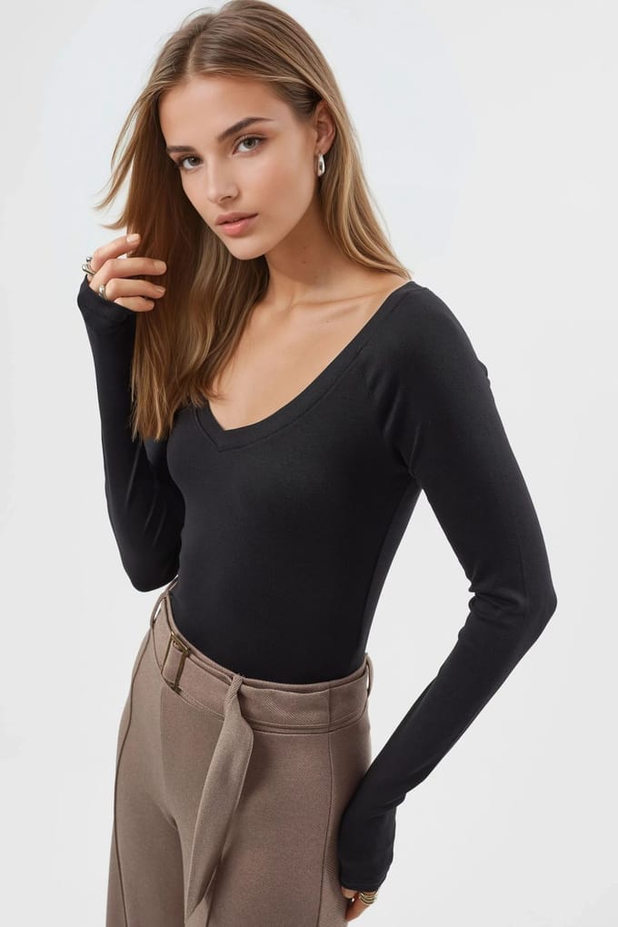 V-hals Langemouw Fitted Blouse