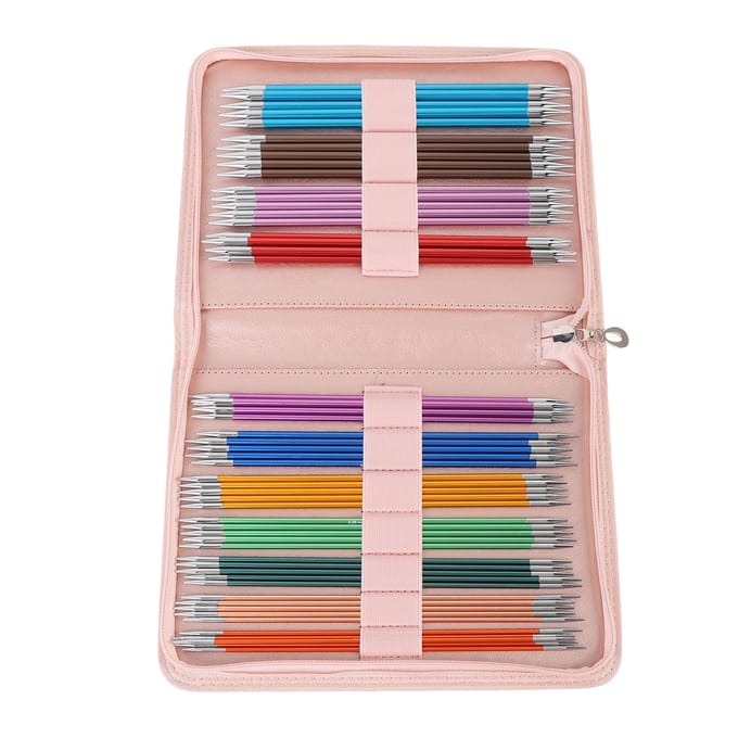Lot de 55 aiguilles à tricoter droites à double pointe en oxyde d'aluminium pour pulls et écharpes beige