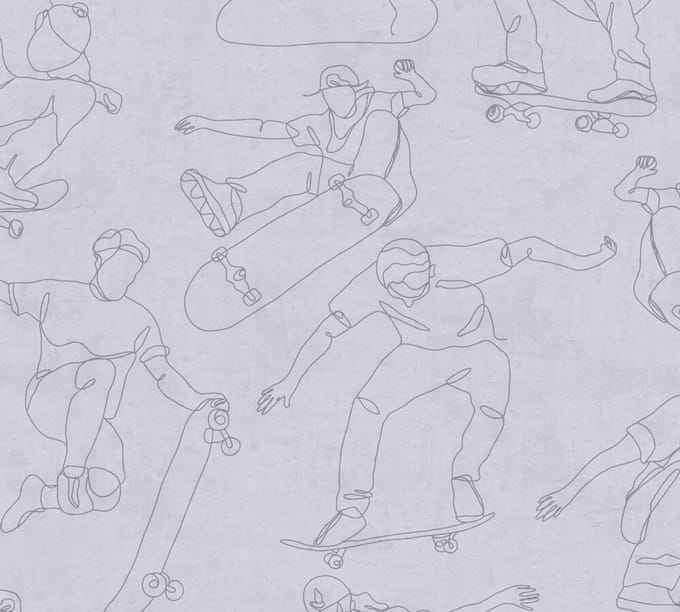 SKATEBOARDER BEHANG | Stoer - Grijs - A.S. Création Lilly & Luis