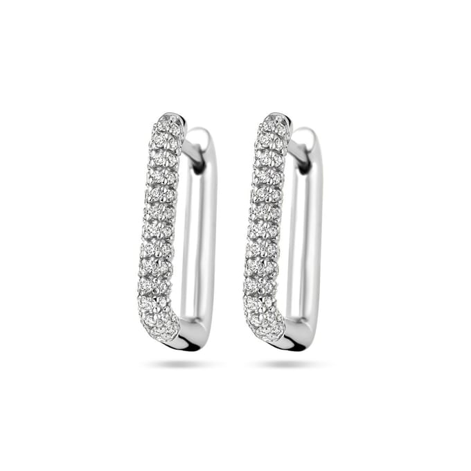 Zilver Gerhodineerd Klapoorringen Zirkonia 1338573